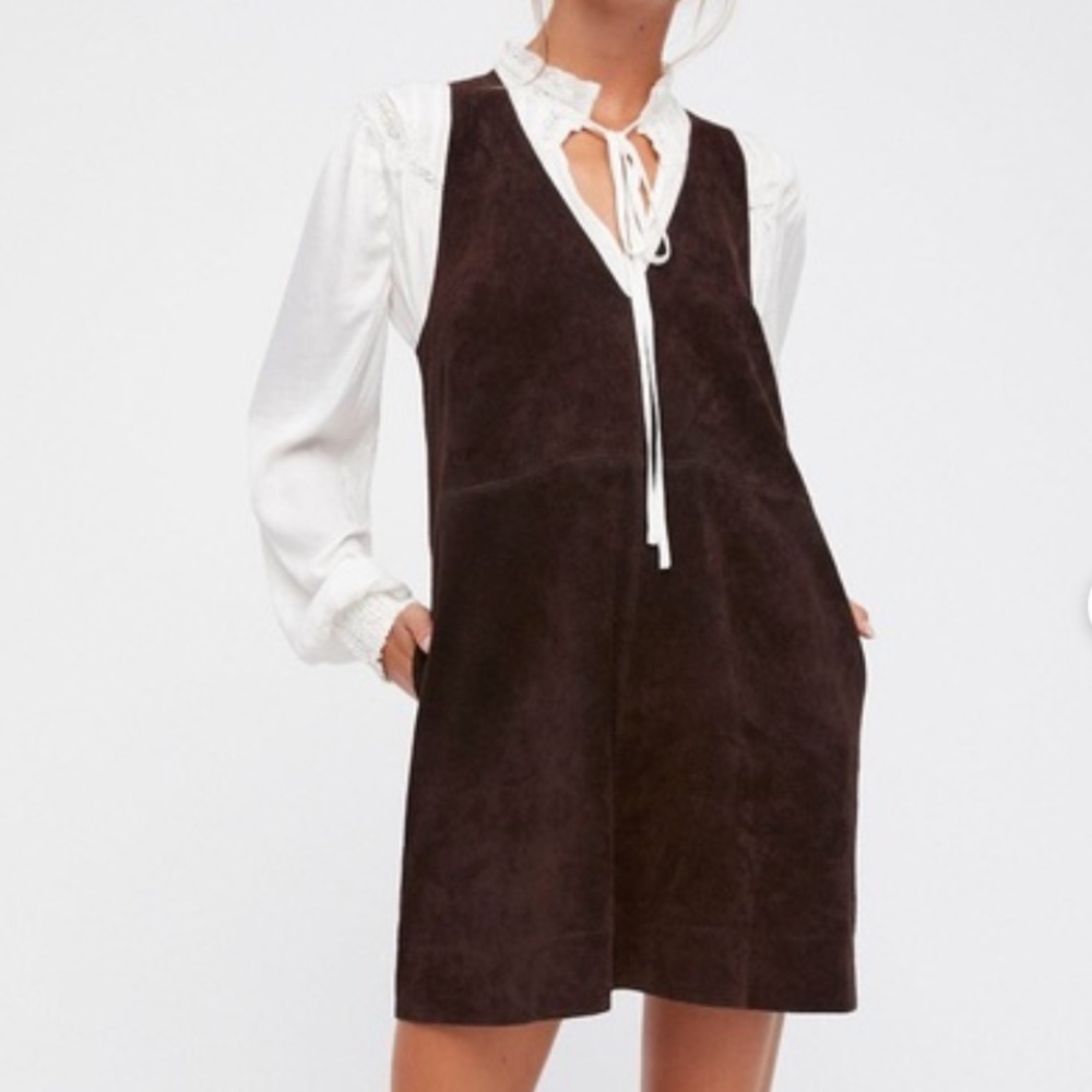 Free People Dark Brown Retro Love Suede Dress